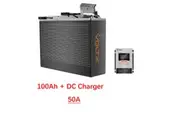 VoltX 12V 100Ah Slim Lithium Battery + 50A DC to DC LiFePO4 Battery Charger Bluetooth