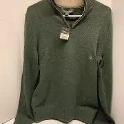Eddie Bauer Sweat Mens Small Green Quarter Zip Fleece Logo Pullover Outdoor