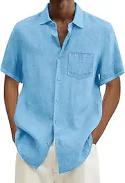 [Generic] Our Most Comfortable T Shirt Male Casual Solid Shirt Short Sleeve Turn Down Collar Shirt Button Formal Shirt Space T