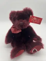Russ Berrie & Co Minx Burgundy Teddy Bear Plush Stuffed Animal Collectible 10”