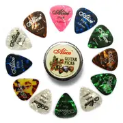 12Pcs Celluloid Acoustic Alice Guitar Picks Pick Set Bulk Case Box Metal Tin