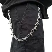 [newtro] Heavy Rivet Biker Keychain Punk Spike Design Wallet Chain Hip Hop Jeans Chains Pants Chain For Men Women Z06, Silver