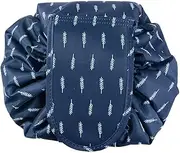 Lazy Cosmetic Bag Printing Drawstring Makeup Case Storage Bag Portable Travel AU (Midnight Blue Feather)