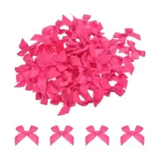 80Pcs Mini Ribbon Bow 1.5" Mini Fabric Satin Ribbon Flower Bows Rose Red