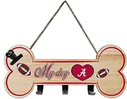 NCAA Alabama Crimson Tide Key Hanger Bone Shape Sign with Hooks Rope and Clip. Sporty Entrance Door/Fence Sign to hang keys, hang hats, hang leash/collar. College Fan Waterproof Home/Yard Decor