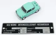 NSU PRINZ - BODY IDENTIFICATION PLATE