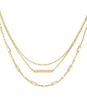 Kendra Scott Addison Pave Bar & Baguette Cubic Zirconia Layered Necklace in 14K Gold Plated, 16-18