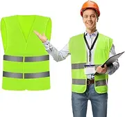 Chyaya 1 Pack Hi Vis Vests,High Visibility Vest Car,Reflective High Vis Jackets,High Visibility Reflective Safety Vest Waistcoats Jacket For Traffic Work, Running, Green, One Size