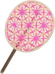[Healeved] Bamboo Fan Round Fan Woven Summer Fan Summer Woven Fan Summer Fan Handmade Fan Manual Summer Fan Summer Hand Fans Fan Handheld Rustic Hand Fans Hand Fans Decor Rosy