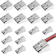 16Pcs Metal Pencil Sharpeners, 8 Pcs Double Hole & 8 Pcs Single Hole Sharpener for Graphite Pencils, Crayons, Lip Liner, Handheld Sharpeners for School, Home & Office Supplies Stationery