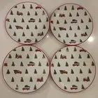 Spectrum Designz Christmas Road Trip Tree Red Farm Truck Plate Set Dinner Plates