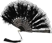 LIFKOME Fan Handheld Fan White Fan Folding Fan Decorative Fan Black Fan Antique Fan Chinese Hand Fan Hand Held Fan Foldable Fans Black Hand Fan Retro Fan Lace Fan Lolita Bride Pp
