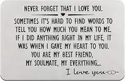[HuaJiao] I Love You Gifts for Him, Never Forget That I Love You Engraved Wallet Insert Card with Jewelry Box Boyfriend Husband Girlfriend Wife Anniversary Valentines Gifts for Him