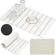 Diatomaceous Earth Dish Drying Mat, Large Stone Kitchen Counter Pad, Foldable Super Absorbent Dish Drying Stone Mat for Kitchen Dishes Bottles Cups Bathroom Any Countertop (White, 60x39cm)
