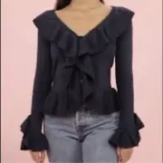 NWT Cry Baby Selena Button Down Sweater Ruffle Cardigan XS
