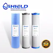 20'' x 4.5'' Big Blue Whole House Water Filter 3 Stages Cartridges Double Carbon