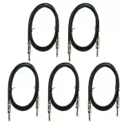 5 PACK LOT 2ft foot guitar keyboard instrument PA shielded 1/4 mono patch cables