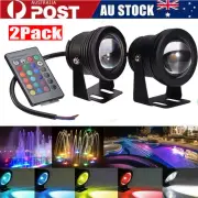 2xRGB LED Underwater Flood Light 12V Outdoor Garden Pool Pond Fountain Lamp IP65