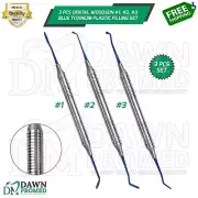 3 Pcs Dental Woodson #1, 2, 3 Blue Titanium 7" Plastic Filling Instruments Set