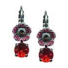 Mariana Earrings Beautiful Siam, Fuchsia, & Grass Green Austrian Crystals Tig...