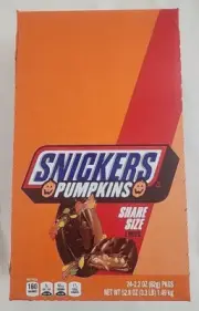 NEW Snickers Pumpkins Chocolate Halloween Candy Share Size 2.2oz 24 Pack BB 3/25