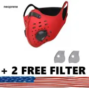 Sport Mask Active Carbon Filter & Breathing Valve + 2 Free 5Layer PM 2.5 Filter✅