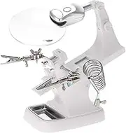 MMOBIEL Helping Hand Soldering Station LED Light Hands Free 360° rotating Magnifying Glass Stand with Clamp and Clips