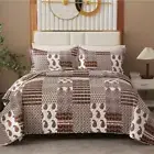 Checked Brown Coverlet set-Bedspread Quilt Set