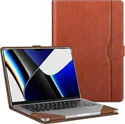 Fintie Sleeve Case for MacBook Pro 14 Inch A3401 A3185 A3112 A2992 A2918 A2779 A2442 (2024 2023 2022 2021 Release), PU Leather Folio Book Cover for MacBook Pro 14" M4/M3/M2/M1 Pro/Max Chip (Brown)