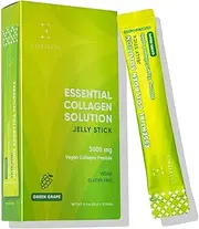 Essential Collagen Solution Jelly Stick, 3000 mg Vegan Collagen Peptide, Vitamins & Minerals, On-The-Go Snack… (10 packs, Green Grape)