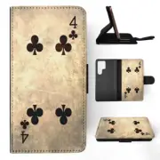 FLIP CASE FOR SAMSUNG GALAXY|FOUR 4 OF CLUBS DECK CARDS