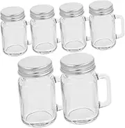 FUNNETOYU 6 Pack Wide Mouth Jars Glass Preserving Jars with Handles Lids for Canning Honey Jam and Spice Storage