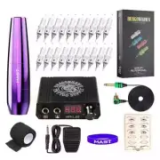 Tattoo RCA Rotary Pen Makeup Kit LED Display Power Supply Cartridge Needles Set