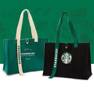 STARBUCKS 星巴克大容量綠色黑色帆布包單肩手提包便攜xtwtqjja