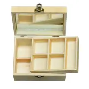 2 Tier Wooden Jewelry Box Case Storage Make Up Holder