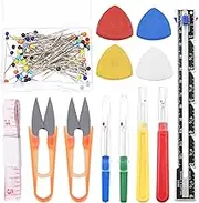 Swpeet 518Pcs Sewing Tools Kit, 10Pcs Professional Tailor's Chalk, 1Pcs Sliding Gauge and 4Pcs Seam Ripper with 500Pcs Quilting Sewing Pins and 2Pcs Snip Scissor Assortment Kit, Thread Remover