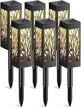 Solar Lights Outdoor, Solar Garden Lights 6 Pack, Hollow Solar Lawn Light Outdoor Garden IP65 Waterproof Light Leaves Hollow LED Decorative Night Light for Pathway Patio Yard