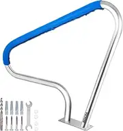 VEVOR Pool Rail 48x36 Pool Railing 304 Stainless Steel 250LBS Load Capacity Silver Rustproof Pool Handrail Humanized Swimming Pool Handrail with Blue Grip Cover & M8 Drill Bit & Self-Taping Screws