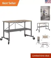 SmartFold Portable Workbench/Folding Utility Table with Locking Casters, 600 ...