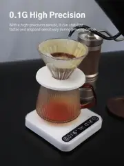Digital Coffee Scale with Timer & Flow Rate Tracking, 0.1g Precision, 2Kg, Smart