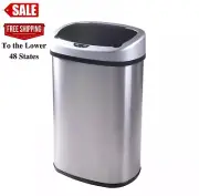 New 13-Gallon Touch-Free Sensor Automatic Stainless-Steel Trash Can Kitchen LQ