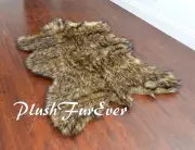 PlushFurEver Faux Fur Rugs Black Tip Wolf Exotic 58" x 72" Large Area Rug Thick