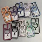 Clear Magsafe Stand Case with Lens Film For iPhone 13 14 15 16 Pro Max Plus NEW