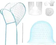 Highlight Hood Highlight Hood Silicone Highlight Set Strands Hood Soft Washable Reusable Highlight Hood DIY Colouring Highlight Hood for Women and Girls with Crochet Hook (Blue)