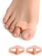 Pack of 8 Bunion Corrector, Toe Separators with 2 Loops, Big Toe Spacer Suitable for Bunion and Overlap Toe (Beige) (Colour of skin, One Size)