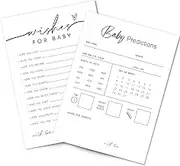 Whaline 50 Sheets White Baby Shower Predictions & Advice Cards Party Game Activity Cards New Parent Message Advice Book for Gender Reveal Wishes for Baby, Advice for New Parents to Be