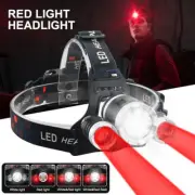 Red+White Light Headlamp Rechargeable Head Torch Lamp Hunting Hiking Headlight