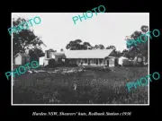 OLD LARGE HISTORIC PHOTO OF HARDEN NSW REDBANK STATION SHEARERS HUT c1930