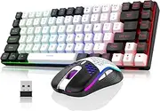 RedThunder K84 Wireless Keyboard and Mouse Combo, Rainbow Backlit Rechargeable Battery, 75% Layout TKL Ultra Compact Gaming Keyboard & Lightweight 3200 DPI Honeycomb Optical Mouse (White-Black)
