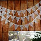 3M White Lace Bunting Flag Vintage Rustic Wedding Party Christening - 12 Flags